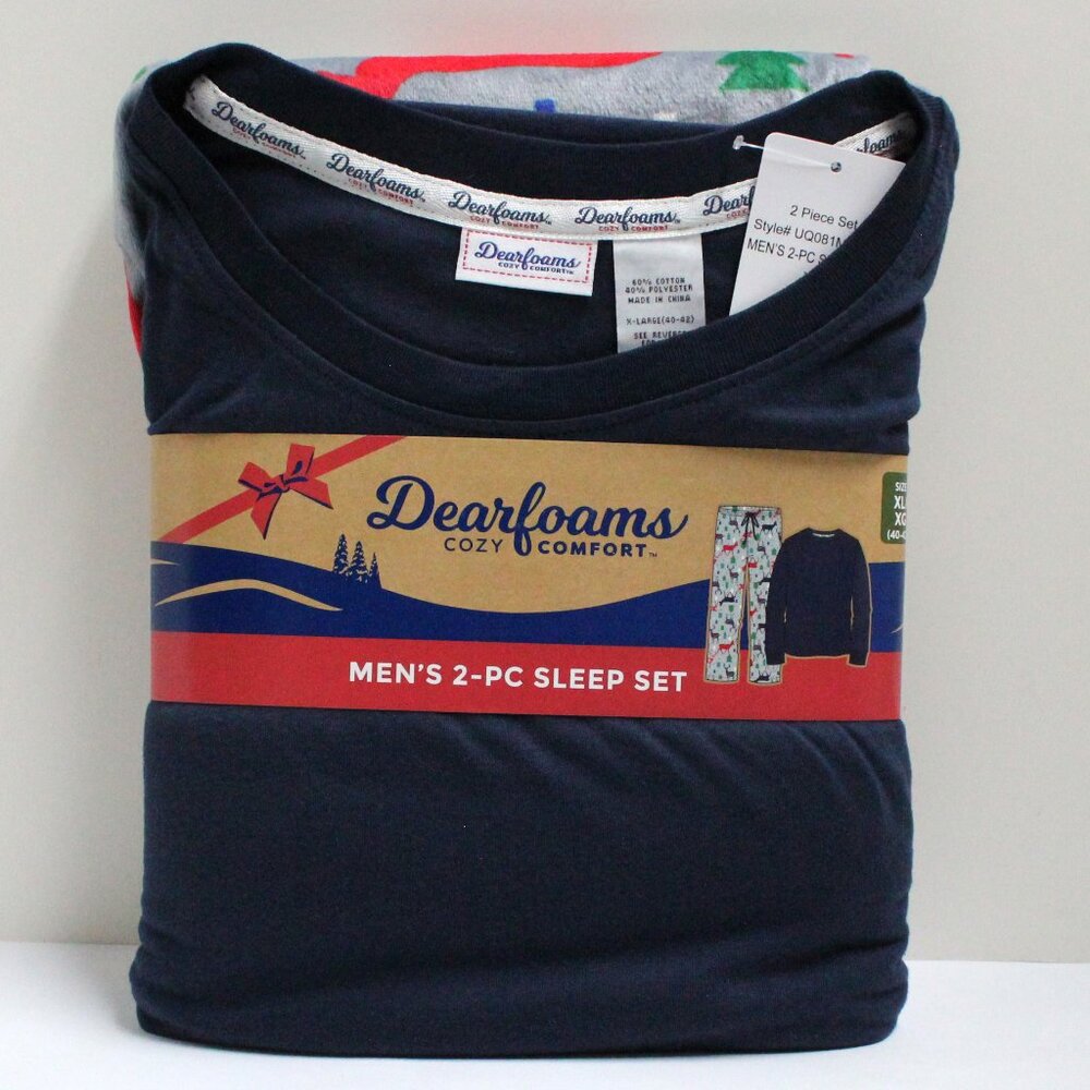 NWT Men's 2 Piece XL (40-42) Dearfoams Long Sleeve Tee and Pants Sleep Set